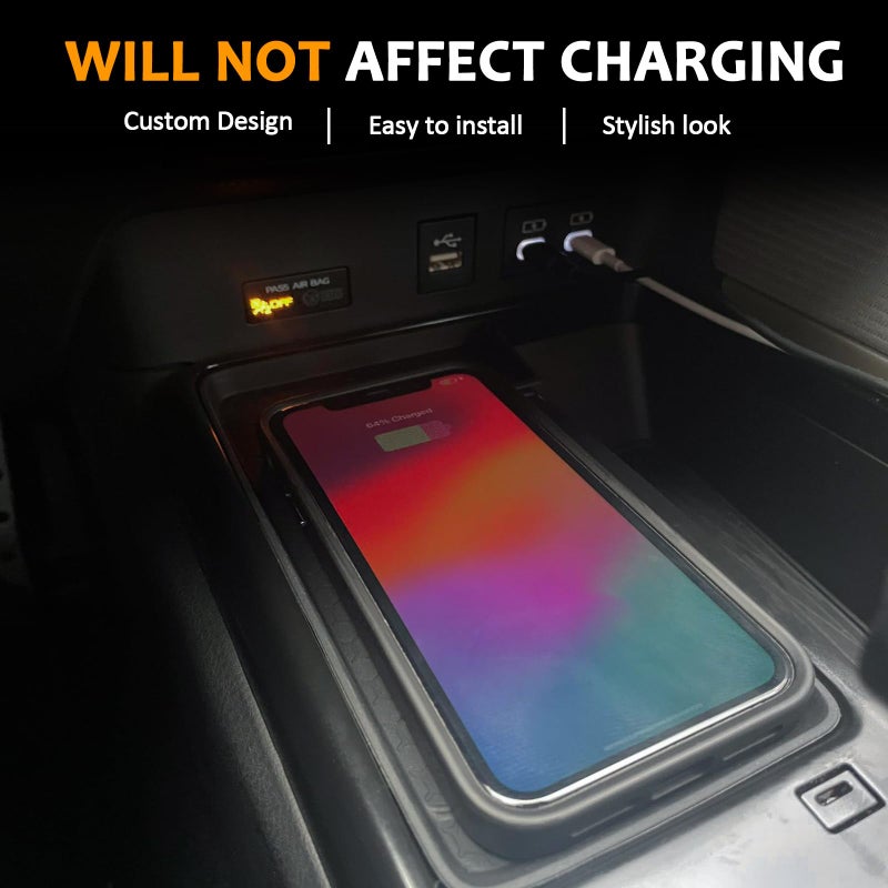 TOPINSTALL 2026 Wireless Charging Non-Slip Mat Compatible with 2025 2026 Toyota Camry, Black Silicone Protective Pad Center Console Liner for Camry Accessories - Image 3