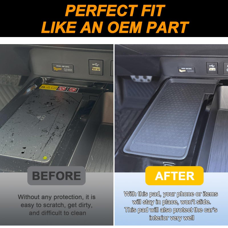 TOPINSTALL 2026 Wireless Charging Non-Slip Mat Compatible with 2025 2026 Toyota Camry, Black Silicone Protective Pad Center Console Liner for Camry Accessories - Image 2