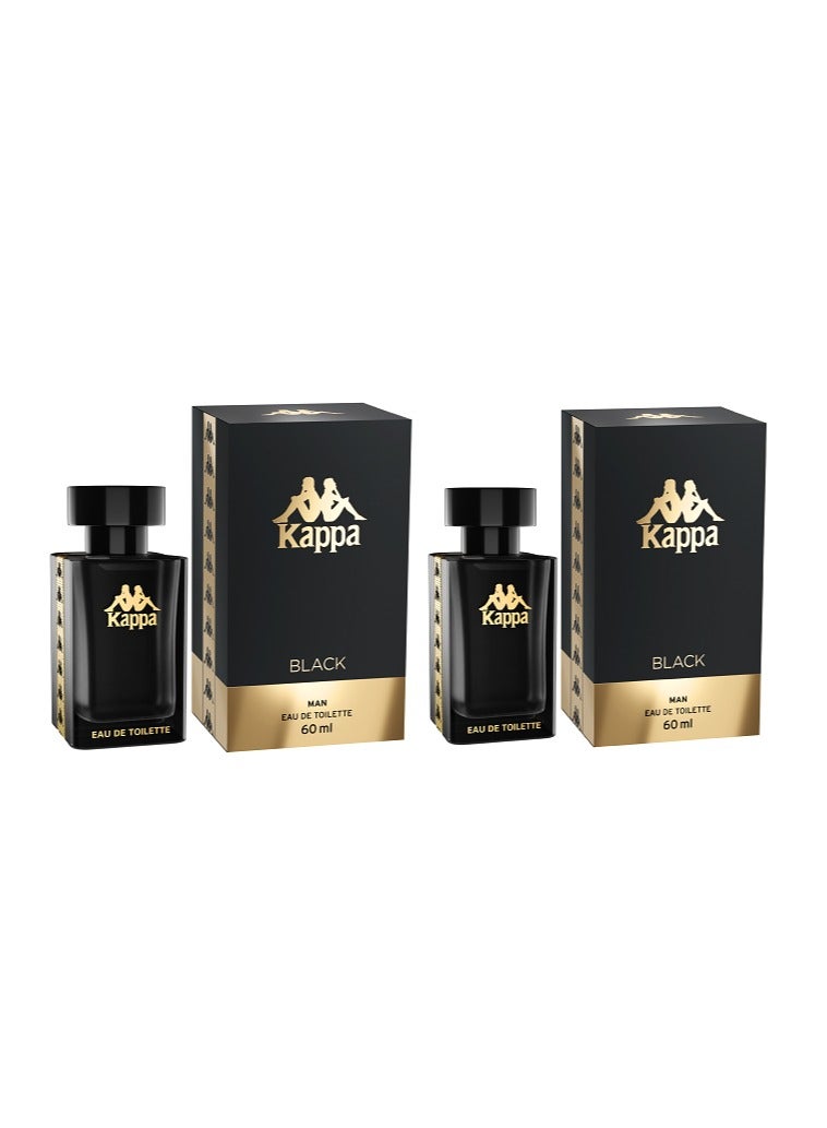 Kappa Black for men eau de toilette120ml, 2 pcs 60ml, edt spray - Image 1