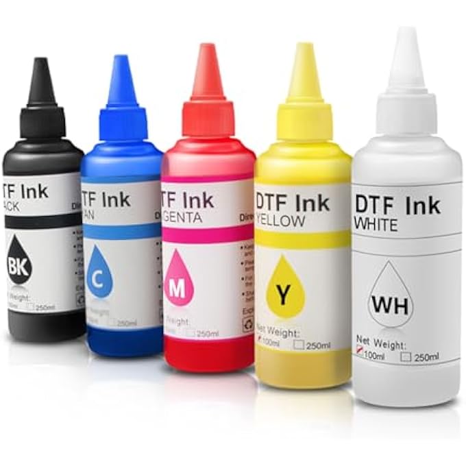 DTF INK 100ML COMBO PACK FOR DTF PRINTERS WITH EPSON PRINTHEADS INSTALLED L1800 ET-4800 8550 XP15000 I3200 4720 XP600 TX800 ET2800,(2*WHITE+ 1SET BLACK CYAN MAGENTA YELLOW) - Image 1
