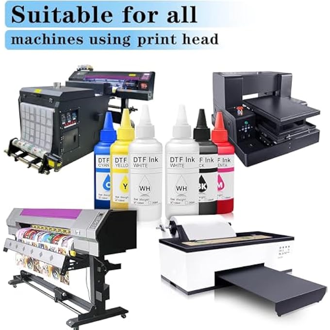DTF INK 100ML COMBO PACK FOR DTF PRINTERS WITH EPSON PRINTHEADS INSTALLED L1800 ET-4800 8550 XP15000 I3200 4720 XP600 TX800 ET2800,(2*WHITE+ 1SET BLACK CYAN MAGENTA YELLOW) - Image 2