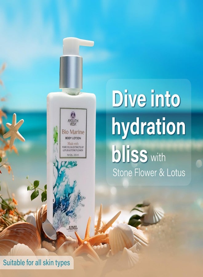 Ayouthveda Bio Marine Body Lotion with Lotus & Stone Flower, Deeply Hydrating, Non-Greasy Formula, Natural & Ayurvedic, 250ml - Image 2