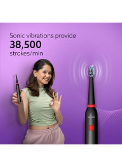 Cosmic Lite Sonic Electric Toothbrush For Adults With 6 Modes, 3 Brush Heads, 1 Interdental Head And Rechargeable With 3.5 Hours Charge Lasting Up To 25 Days, Power Toothbrush, Black - pzsku/ZB2D795B43634E639157BZ/45/_/1735566882/01e6d42a-3dfc-4375-bc14-d9436702ee8e