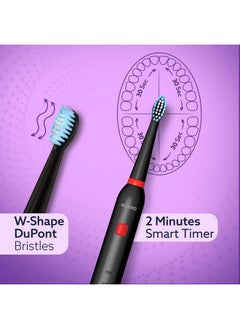 Cosmic Lite Sonic Electric Toothbrush For Adults With 6 Modes, 3 Brush Heads, 1 Interdental Head And Rechargeable With 3.5 Hours Charge Lasting Up To 25 Days, Power Toothbrush, Black - pzsku/ZB2D795B43634E639157BZ/45/_/1735566890/515e34c6-633a-4b08-9193-04b31401e1c6