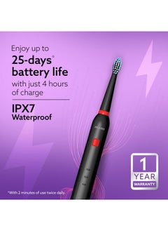 Cosmic Lite Sonic Electric Toothbrush For Adults With 6 Modes, 3 Brush Heads, 1 Interdental Head And Rechargeable With 3.5 Hours Charge Lasting Up To 25 Days, Power Toothbrush, Black - pzsku/ZB2D795B43634E639157BZ/45/_/1735566898/087fb0e0-f70f-478a-86e5-8b619e822c92