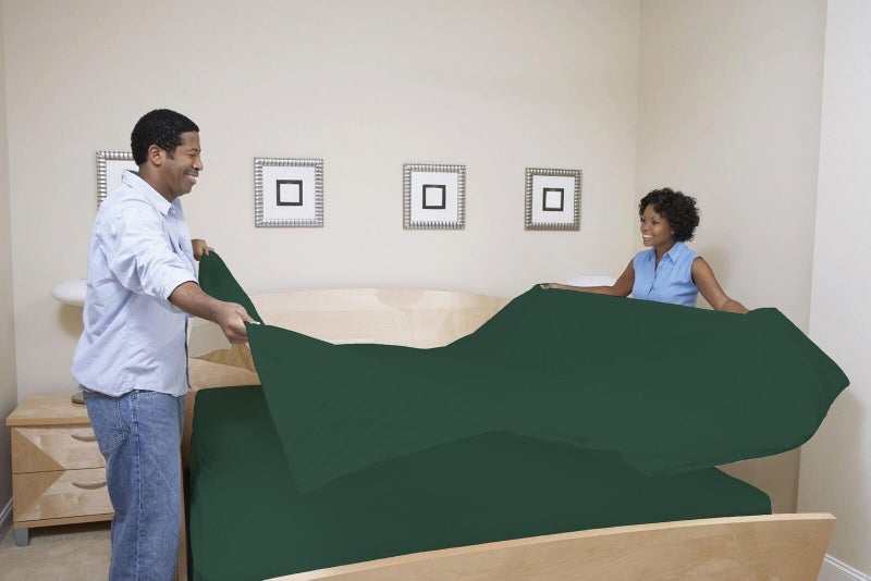 DESTINY CRESCENT BED Full XL 100% Microfiber Double Brushed Sheet Set - Extra-Soft  Breathable & Wrinkle-Free - 15"" Deep Pockets  54"" x 80"" - Ideal for Extra Long Full Beds - 4PC Set (Full XL  Hunter Green) - Image 3