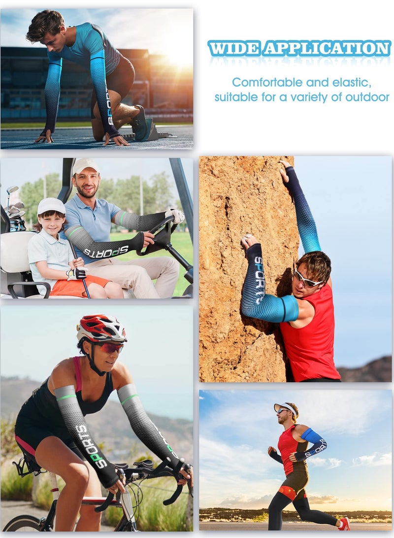 SYOSI 4 Pairs UV Sun Protection Arm Sleeves Cooling Sports Sleeve Anti Slip Sleeves Ice Silk Sun Sleeves Arm Covers Arm Sun Sleeves Compression UV Protection Cooling for Men Women - Image 2