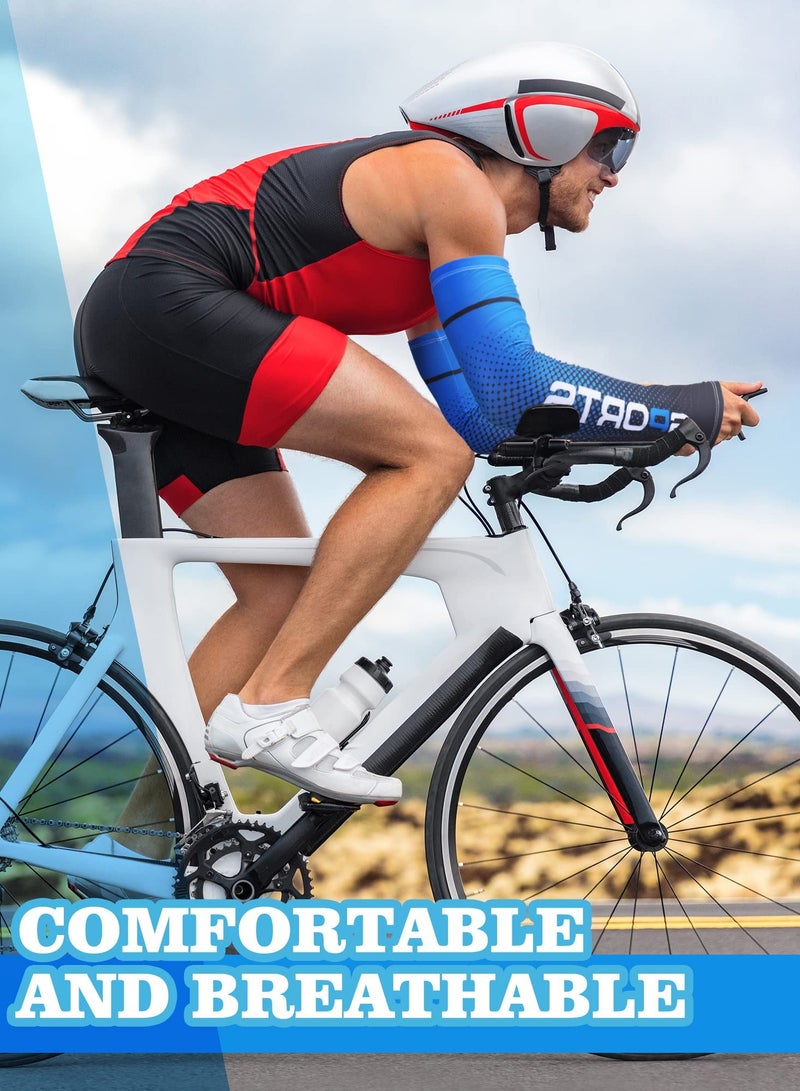 SYOSI 4 Pairs UV Sun Protection Arm Sleeves Cooling Sports Sleeve Anti Slip Sleeves Ice Silk Sun Sleeves Arm Covers Arm Sun Sleeves Compression UV Protection Cooling for Men Women - Image 5