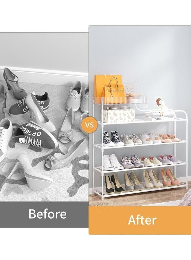Generic 6-Layer Iron Plastic Shoe Rack Storage Stackable Shoes Boots Organizer For Closet Bedroom Hallway,White - Image 5