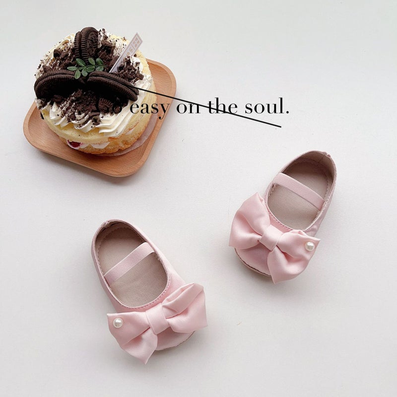 Toddler Girls Summer Princess Shoes with Magic Tape and Butterfly Bow Pink