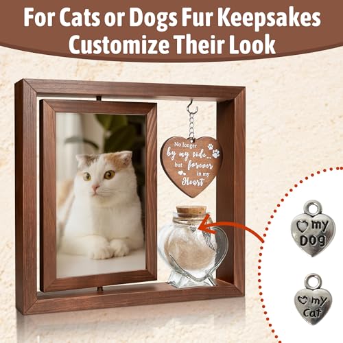 HAMUIERS Dog Memorial Gifts for Loss of Pet Rotating Wooden Frame for 4x6 Photo Fur Hair Jar Sympathy Gift for Pet Bereavement Remembrance Keepsake Rainbow Bridge Gift for Dog Lovers Cat Lovers - Image 3