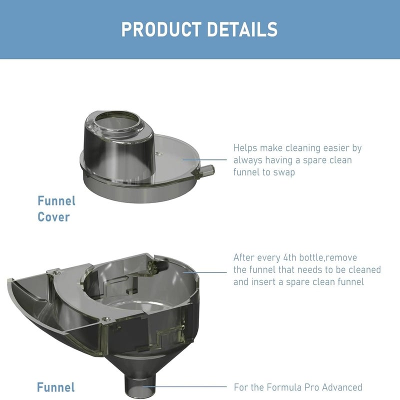 Baby Formula Dispenser Replacement Funnel Compatible with Baby Brezza Formula Pro Advanced and Pro Advanced WiFi Models ONLY, Replacement Funnel & Cover, NOT Fit Formula Pro Mini Mixer Machine, 2 pack - Image 3