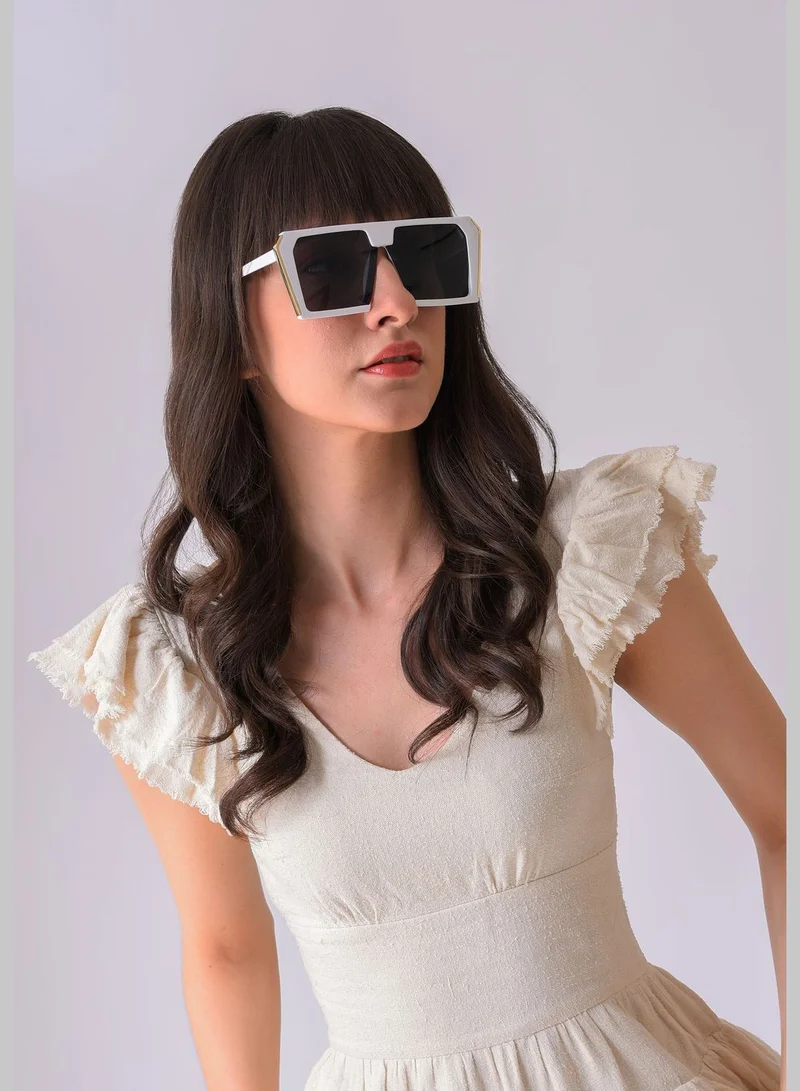 Haute Sauce Women Black Lens White Oversized Sunglasses
