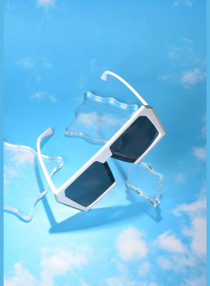 Haute Sauce Women Black Lens White Oversized Sunglasses