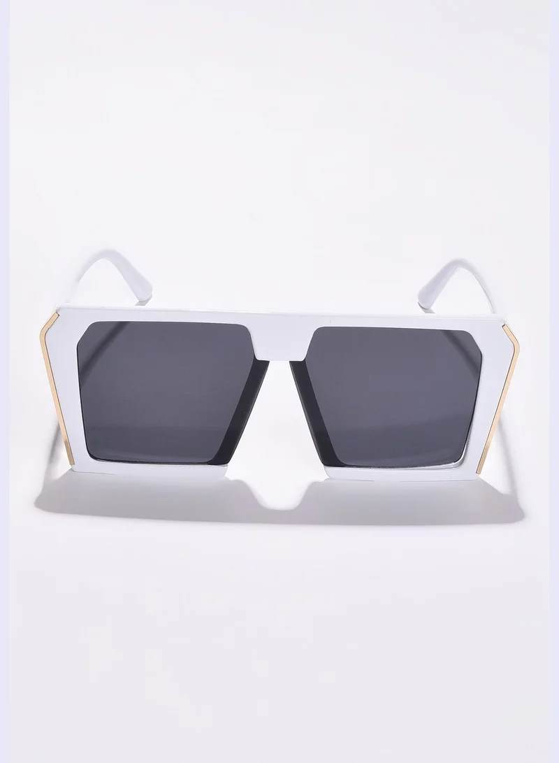 Haute Sauce Women Black Lens White Oversized Sunglasses