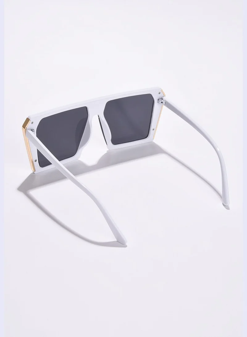 Haute Sauce Women Black Lens White Oversized Sunglasses
