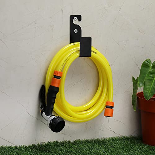 Garbnoire Durable Heavy Duty MS Garden Pipe Stand | Wall Mounted Watering Hose Holder | Portable Irrigation Hose Hanger | Garden Pipe Holder Hook in Black (L Shape Pipe Hanger, Pack of 1) - Image 4