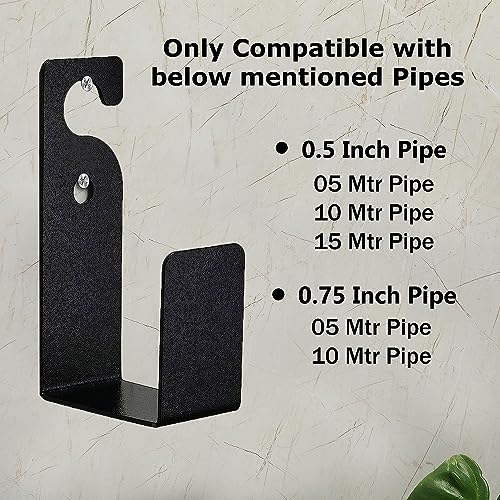 Garbnoire Durable Heavy Duty MS Garden Pipe Stand | Wall Mounted Watering Hose Holder | Portable Irrigation Hose Hanger | Garden Pipe Holder Hook in Black (L Shape Pipe Hanger, Pack of 1) - Image 3