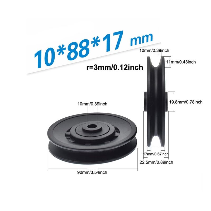 SquEqu 2 Pack Cable Pulley System Bearing Replacement Nylon Universal 90mm Wheel Roller for Fitness LAT and Lift Pull Down Cable Machine Attachments Exercise Gym Equipment Strength Training Parts - Image 3