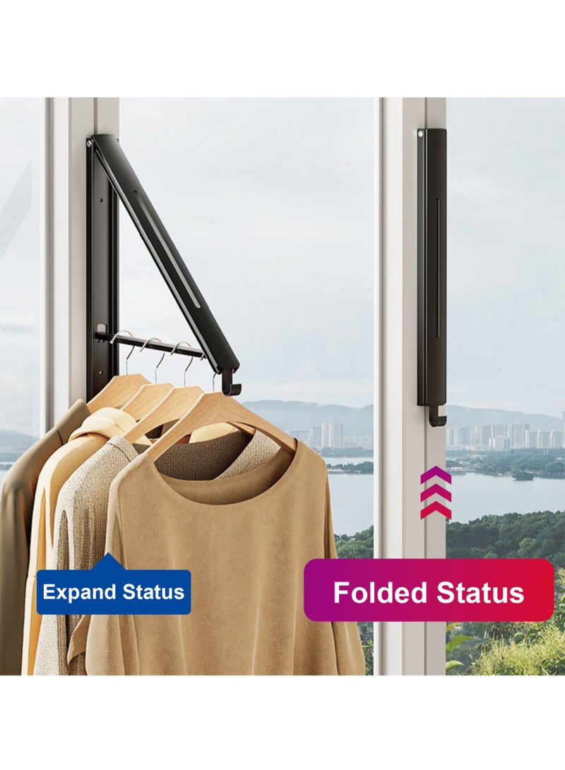 KASTWAVE Retractable Clothes Rack, Stealth Clothes Drying Hangers, Wall Mounted Folding Clothes Hanger Drying Rack for Laundry Room Closet Storage Organization (Black) - Image 5
