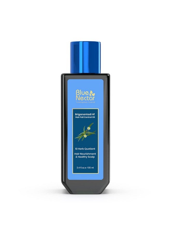Blue Nectar Briganantadi Hair Fall Control & Healthy Scalp Oil | Plant Based Non Sticky Hair Oil For Hair Growth | Perfect Hair Fall Oil For Women & Men (9 Herbs, 100 Ml) - Image 1