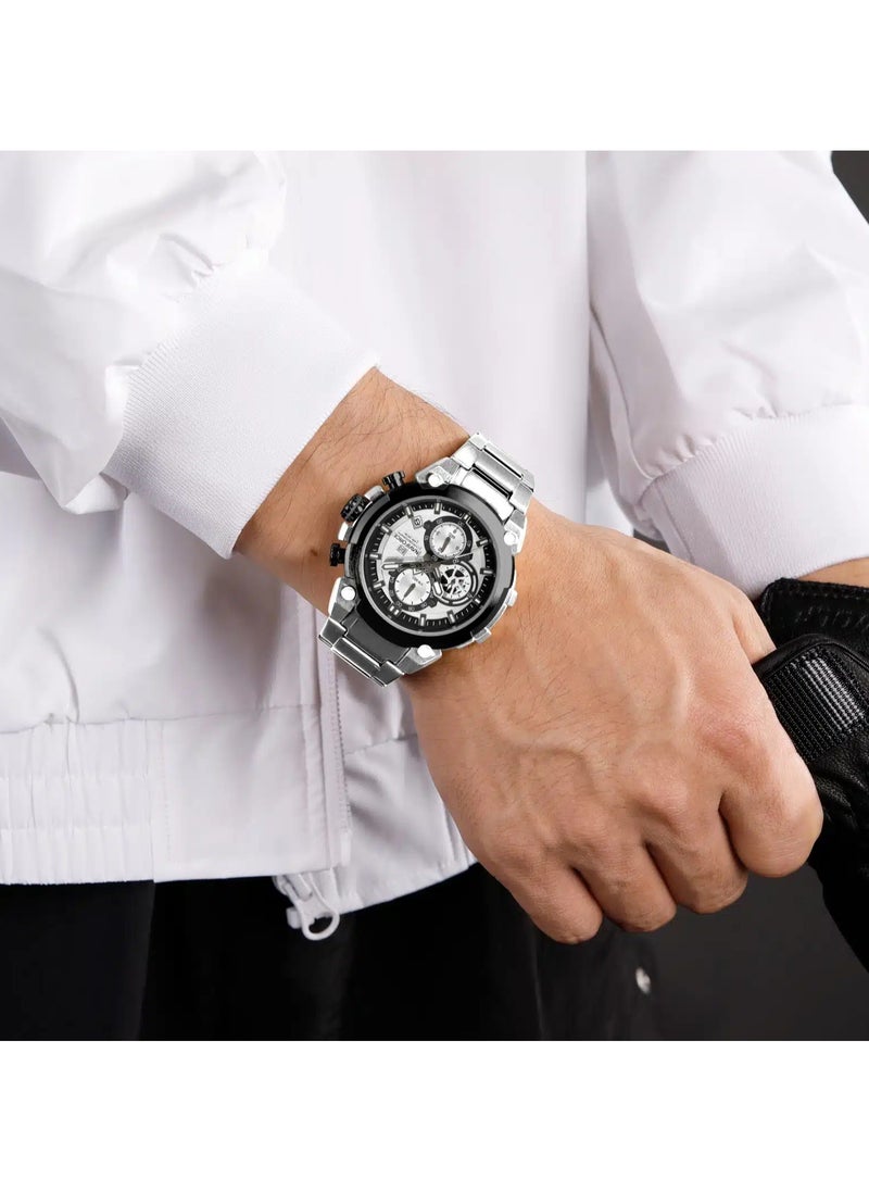NAVIFORCE - Luxury Chronograph Wrist Watch for Men with Stainless Steel Strap Water Resistant Multi-Function Timepiece with Stopwatch and Date Display - Image 1