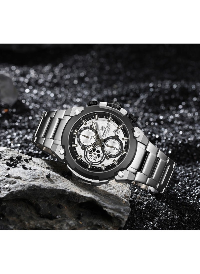 NAVIFORCE - Luxury Chronograph Wrist Watch for Men with Stainless Steel Strap Water Resistant Multi-Function Timepiece with Stopwatch and Date Display - Image 1
