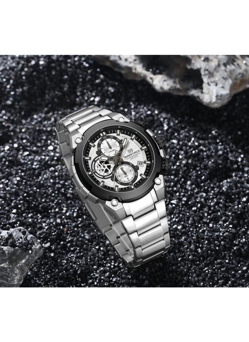 NAVIFORCE - Luxury Chronograph Wrist Watch for Men with Stainless Steel Strap Water Resistant Multi-Function Timepiece with Stopwatch and Date Display - Image 1