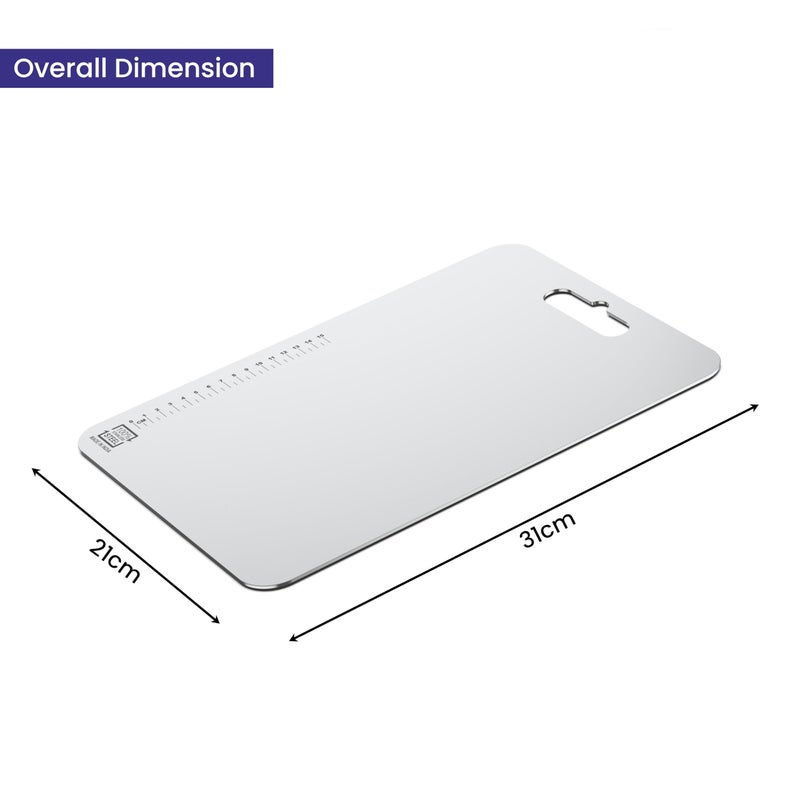 Filox Stainless Steel Cutting Board for Kitchen – 31×21 cm | Heavy-Duty Chopping Board for Vegetables, Fruits, Meat | Non-Slip & Easy to Clean | Prep Board, Food Safe, Multipurpose Kitchen Accessory - Image 3