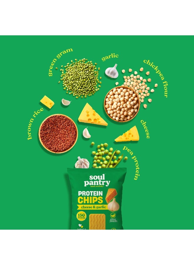 Cheese And Garlic High Protein Chips, Pack Of 10, Low Calorie, Gluten-Free, Vegetarian, Healthy Baked Snacks, 50G X 10