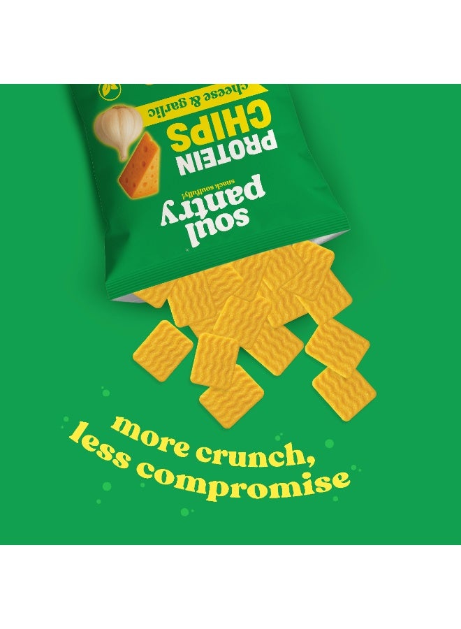 Cheese And Garlic High Protein Chips, Pack Of 10, Low Calorie, Gluten-Free, Vegetarian, Healthy Baked Snacks, 50G X 10