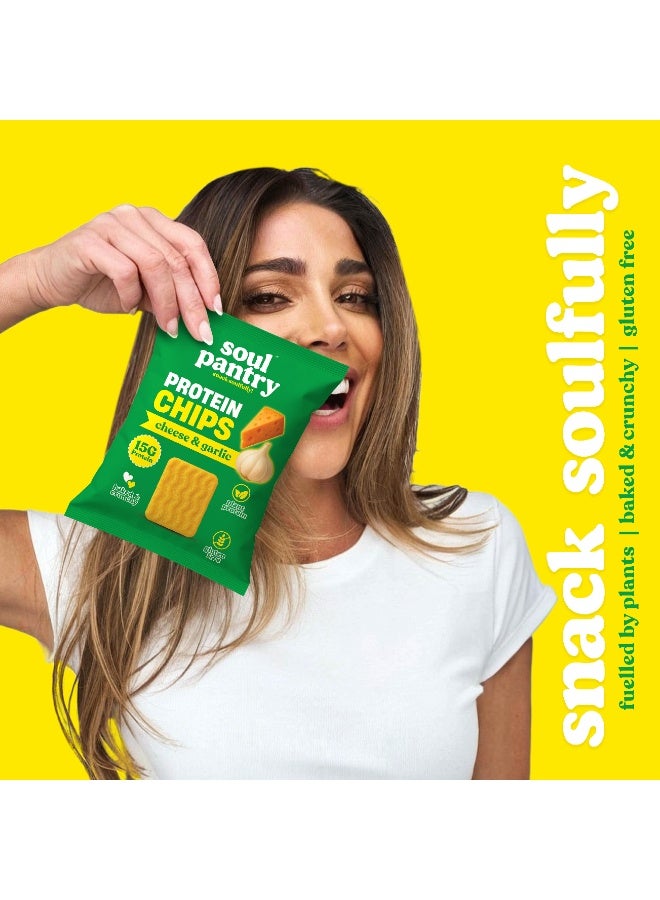 Cheese And Garlic High Protein Chips, Pack Of 10, Low Calorie, Gluten-Free, Vegetarian, Healthy Baked Snacks, 50G X 10