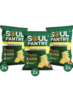 Soul Pantry Cheese and Garlic Protein Chips, Packed with Plant Proteins and Irresistible Flavors, High-Protein Chip Experience Baked to Perfection, Vegan Snack Delight, (Pack of 6)  - Image 1