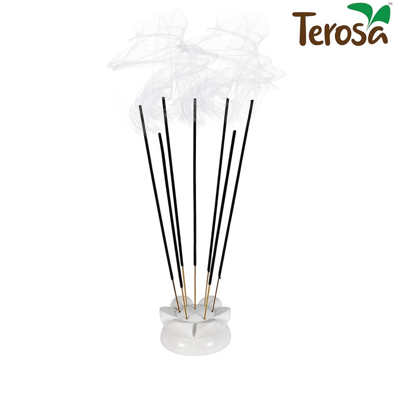 Terosa Pearl White Lotus Agarbatti Stand Set 2 Incense Stand Std - Image 3