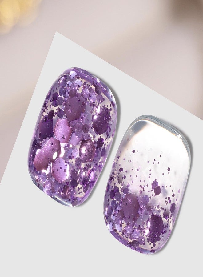 MAYCHAO Purple Glitter Gel Nail Polish, 15ML Violet Confetti Glitter Gel Nail Polish, Soak Off UV LED Nail Varnish for Nail Art Starter Manicure Salon DIY at Home, 0.5 OZ - Image 5