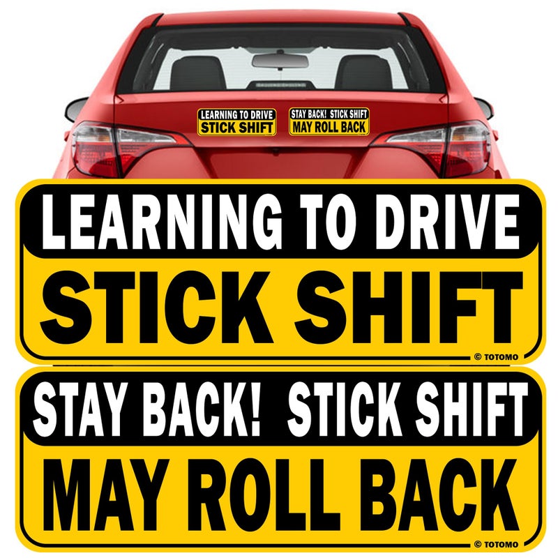 Totomo Learning To Drive Stick Shift Stay Back May Roll Back Car Magnet - Reflective Bumper Magnet Sticker For New Manual Transmission Learners Eye-Catching Design - Image 1