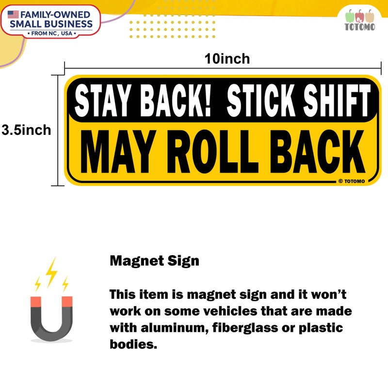 Totomo Learning To Drive Stick Shift Stay Back May Roll Back Car Magnet - Reflective Bumper Magnet Sticker For New Manual Transmission Learners Eye-Catching Design - Image 4
