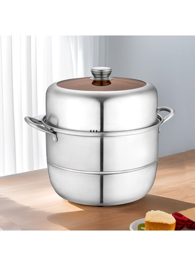 Debo Steamer Pot, 304 Stainless Steel, Two-layer Steaming Pot, Compatible With Induction Cookers, Woklike, 30cm - Image 1
