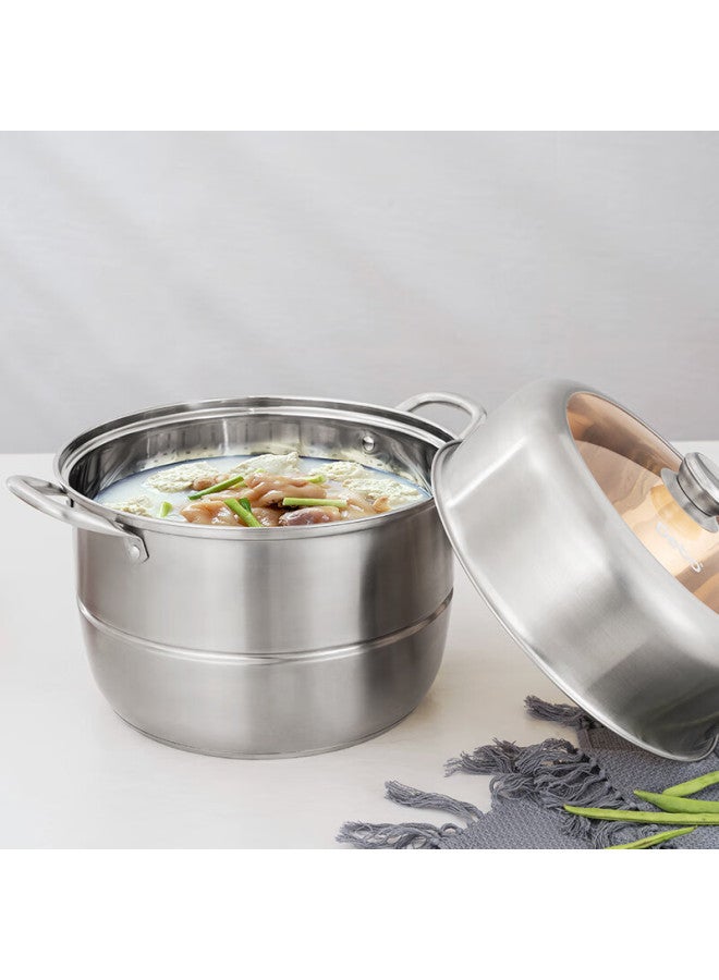 Debo Steamer Pot, 304 Stainless Steel, Two-layer Steaming Pot, Compatible With Induction Cookers, Woklike, 30cm - Image 2
