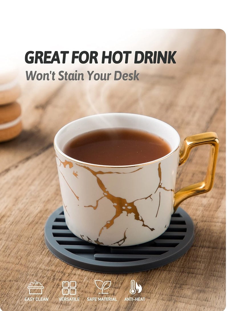 KASTWAVE Coasters for Coffee Table, Drink Coasters for Drinks Absorbent with Holder, Cup Coasters Black Silicone Coaster Set of 6 for Bar, Wooden Table, Non-Slip, Non-Stick, Coffee Table Decor - Image 5