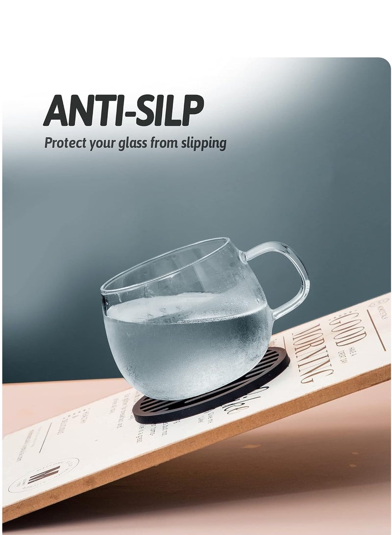 KASTWAVE Coasters for Coffee Table, Drink Coasters for Drinks Absorbent with Holder, Cup Coasters Black Silicone Coaster Set of 6 for Bar, Wooden Table, Non-Slip, Non-Stick, Coffee Table Decor - Image 4