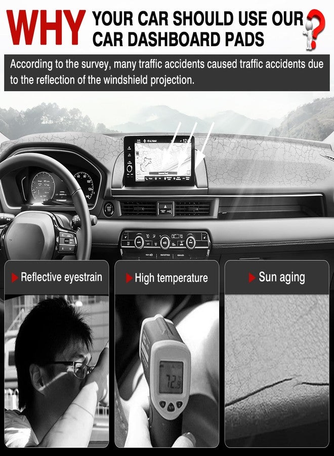 Autorder Dashboard Cover Mat for 2023 2024 2025 Honda Pilot Accessories Dash Cover Upgrade Velvet Dash Mat UV Rays Protector - Image 2