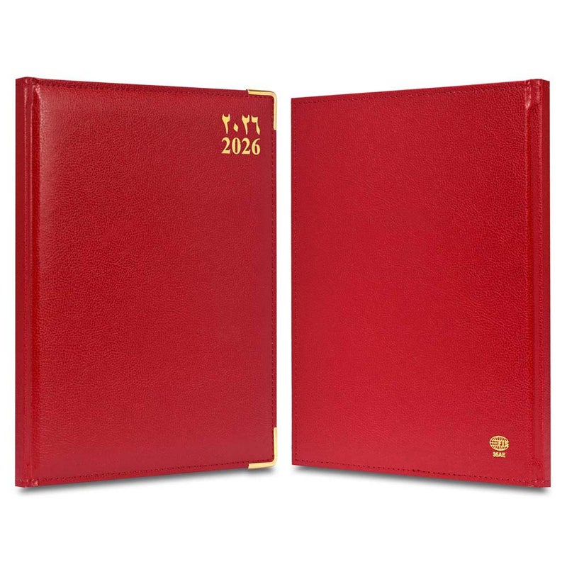 FIS 2026 Executive Diary, 210x260mm, 1 Side Padded Sewn Vinyl Cover, Golden Corners, 1 Week at a Glance, Arabic/English/French, 70gsm White Paper, Mar.. - Image 2