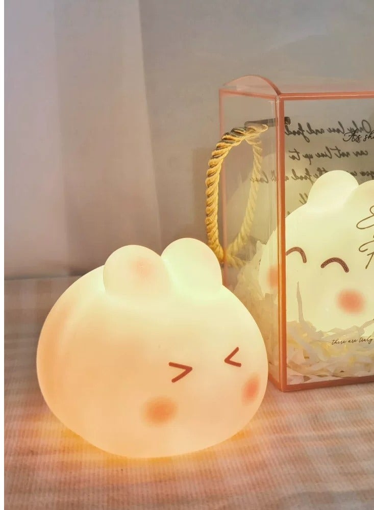 Night Light for Kids,Cute Silicone Nursery Puppy Lamp for Baby and Toddler,Animal NightLight for Boys and Girls,Squishy Night Lamp for Bedroom,Kawaii Bedside Lamp for Kids Room(Rabbit)) - Image 1
