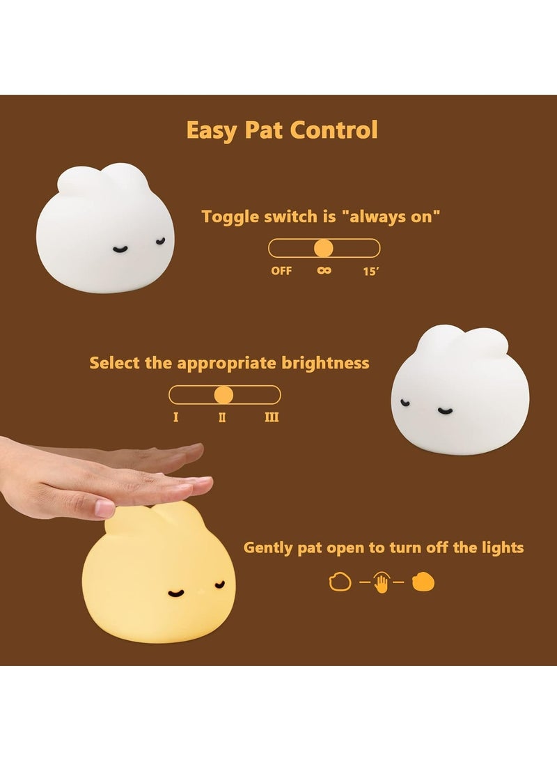 Night Light for Kids,Cute Silicone Nursery Puppy Lamp for Baby and Toddler,Animal NightLight for Boys and Girls,Squishy Night Lamp for Bedroom,Kawaii Bedside Lamp for Kids Room(Rabbit)) - Image 4