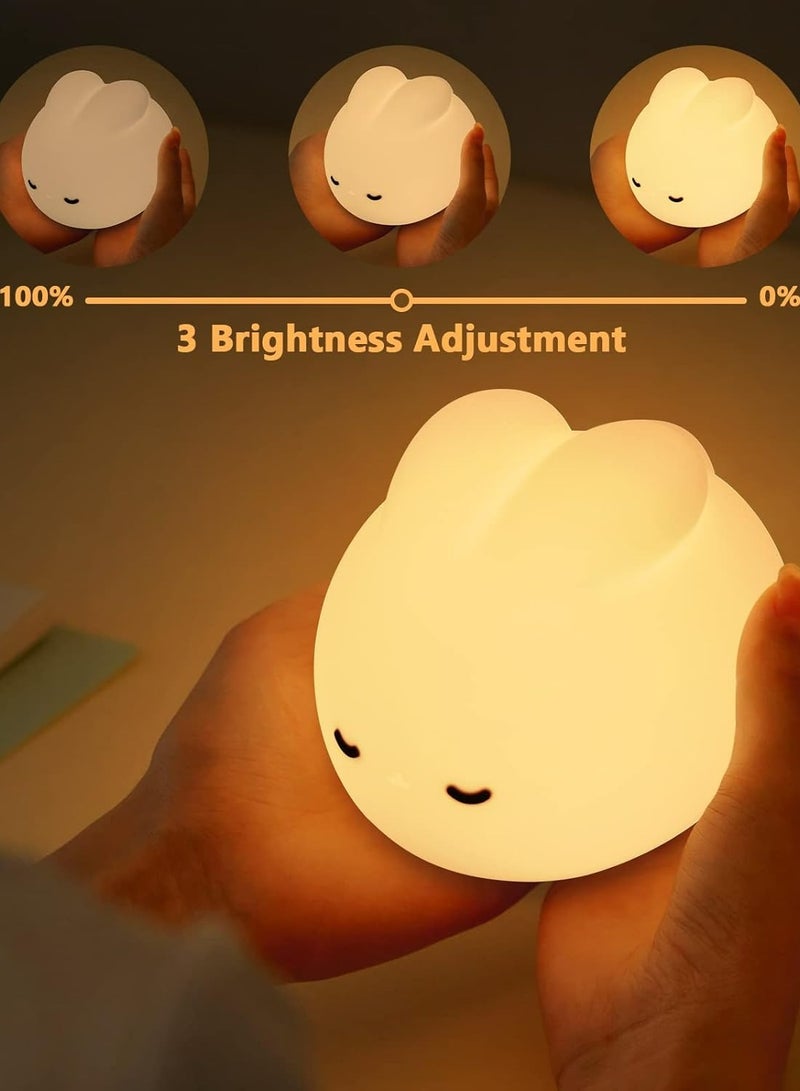 Night Light for Kids,Cute Silicone Nursery Puppy Lamp for Baby and Toddler,Animal NightLight for Boys and Girls,Squishy Night Lamp for Bedroom,Kawaii Bedside Lamp for Kids Room(Rabbit)) - Image 5