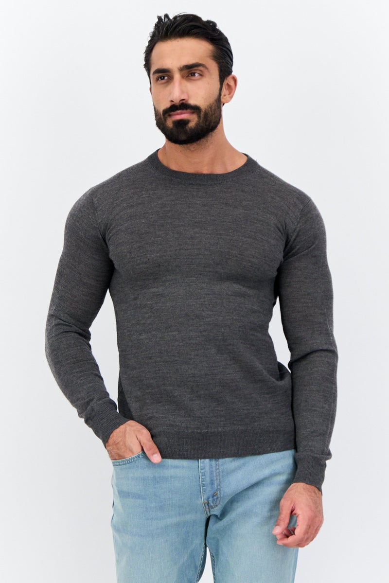 Sorbino Men Crew Neck Heather Sweater, Grey - Image 1