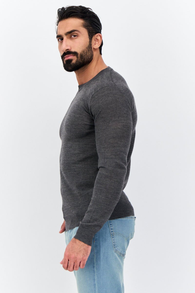 Sorbino Men Crew Neck Heather Sweater, Grey - Image 2