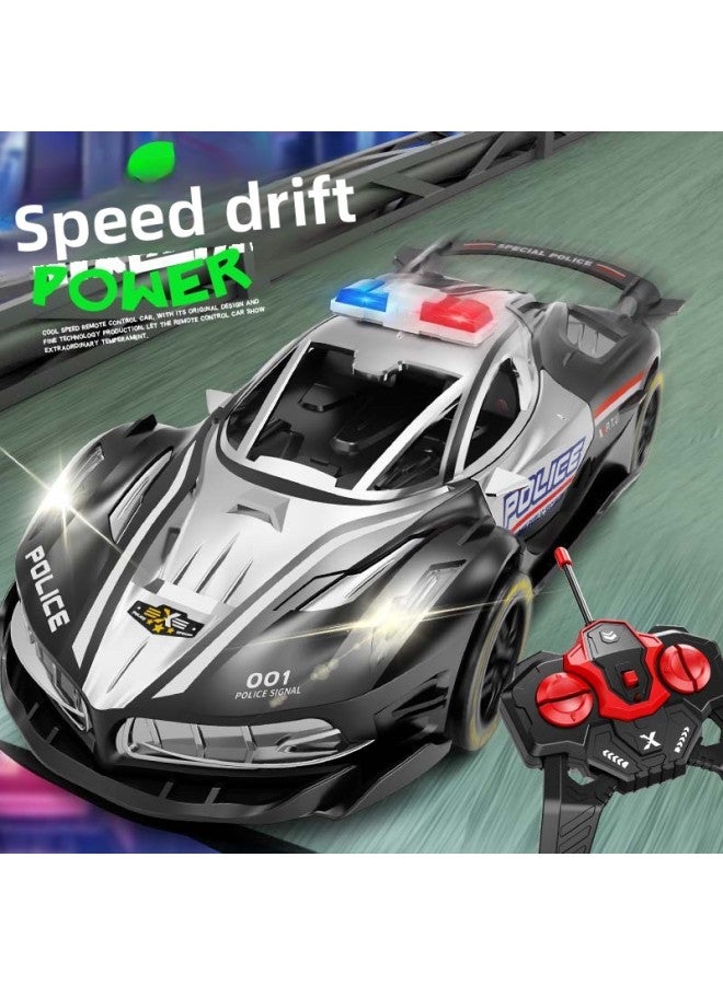 1:18 Four-way Charging Remote Control Police Car Electric Charging Double Light Drift Racing Car 6-12 Years Old Boy Toy-Color:36a [blue Silver] Ferrari Remote Control Police Car-mail Order Box-Scale:Standard Version [lithium Battery*1 + Charging Cable]  - Image 4