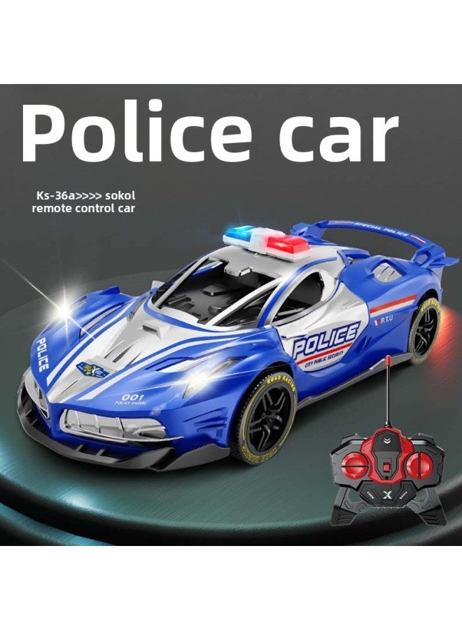 1:18 Four-way Charging Remote Control Police Car Electric Charging Double Light Drift Racing Car 6-12 Years Old Boy Toy-Color:36a [blue Silver] Ferrari Remote Control Police Car-mail Order Box-Scale:Standard Version [lithium Battery*1 + Charging Cable]  - Image 1